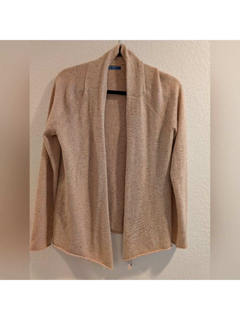 Cashmere Open Front Beige Speckled Cardigan Small